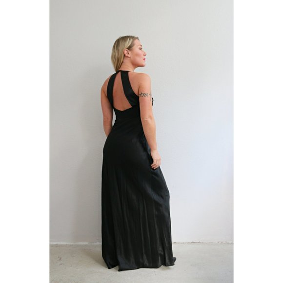 1980's Zum Zum Bias Cut Evening Gown // Women's Size Extra Small to Small - Picture 10 of 10